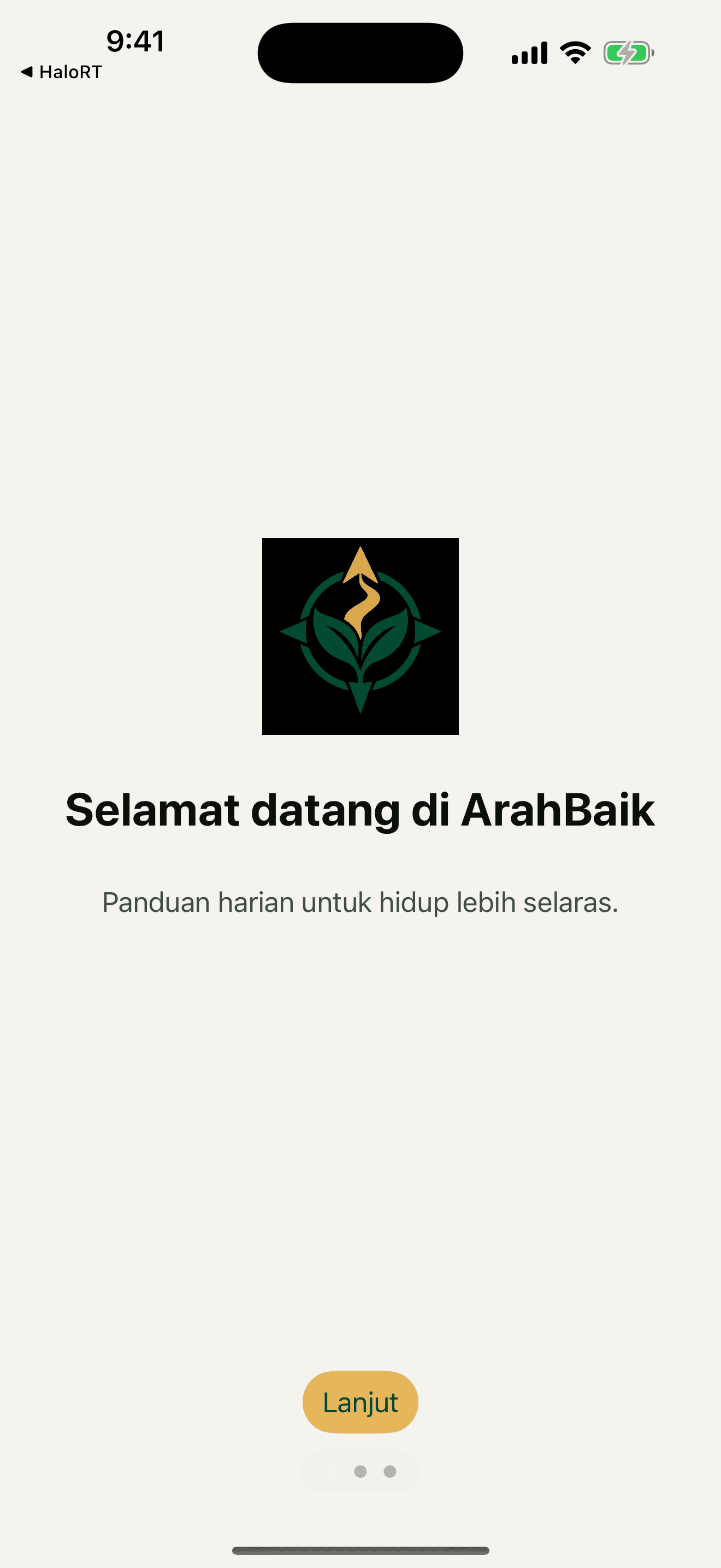 Layar selamat datang ArahBaik